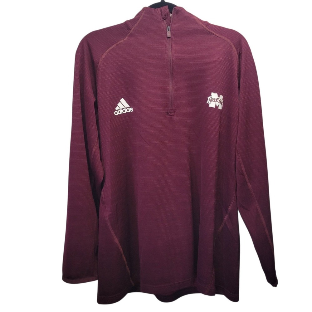 Adidas Mens Mississippi State Bulldogs Quarter Zip Pullover Maroon 2XL